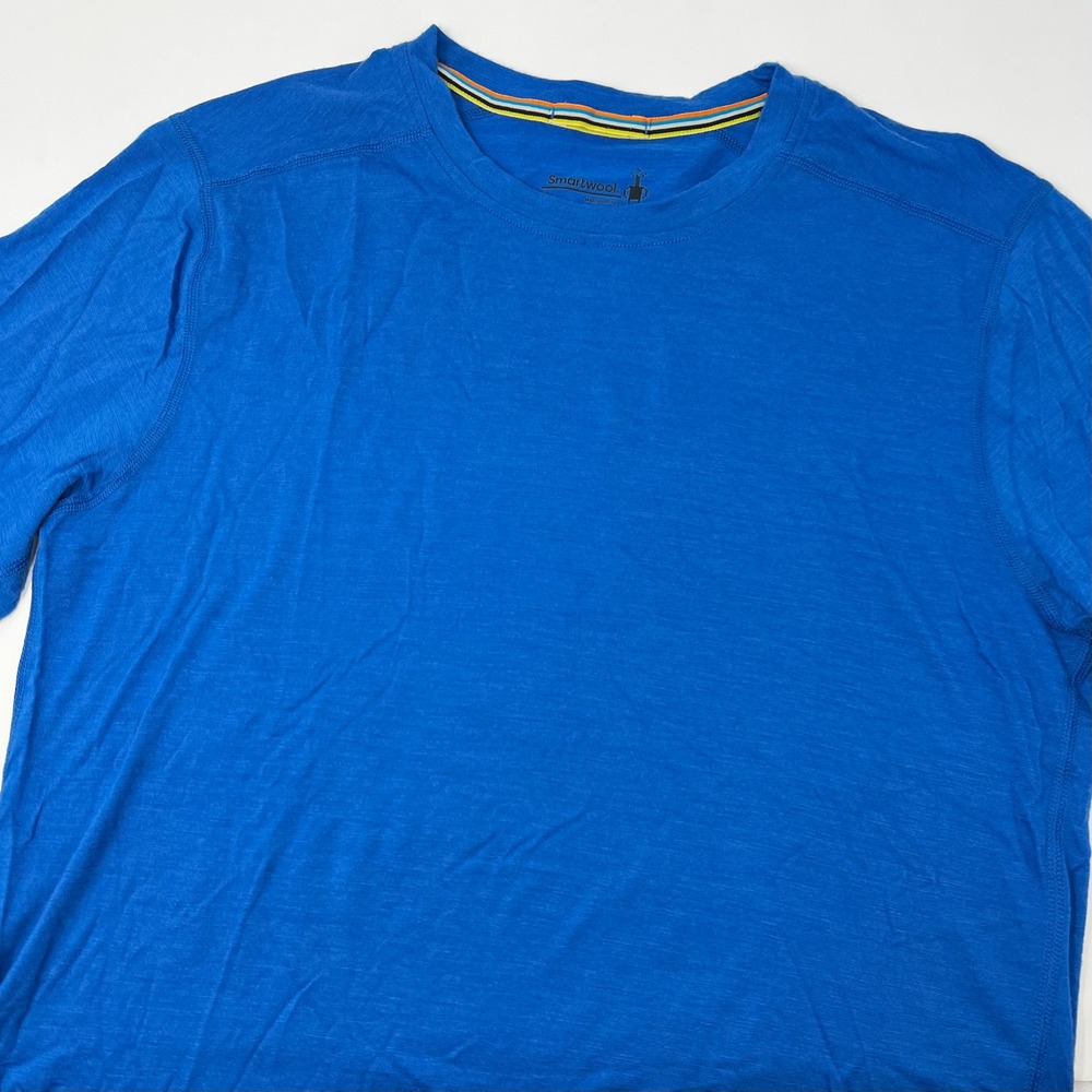 Smartwool Merino Wool Short Sleeve Tee Blue Base Layer Mens Medium